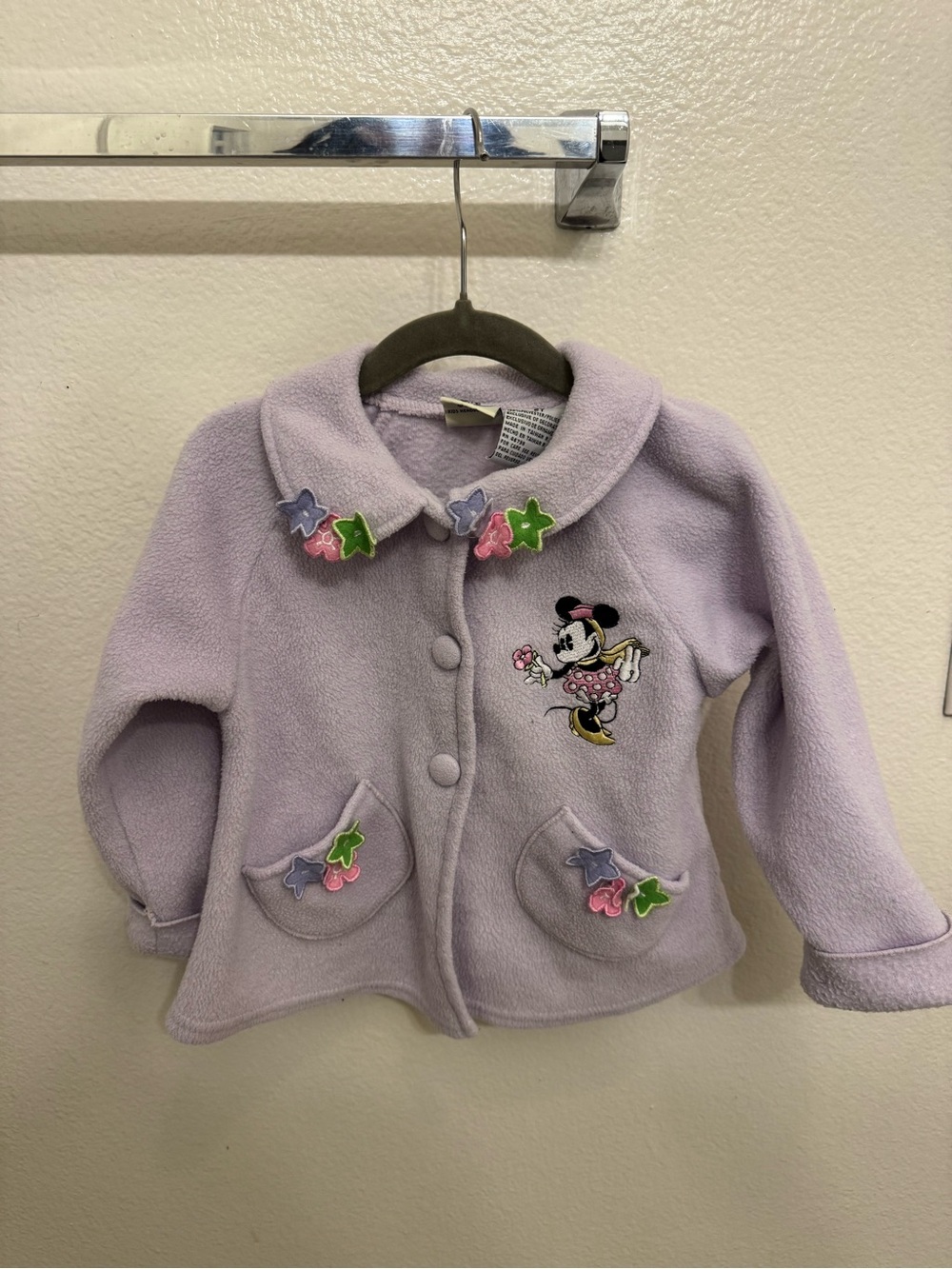 Disney Lilac Minnie Mouse Fleece Pea Coat with Flower Appliqués